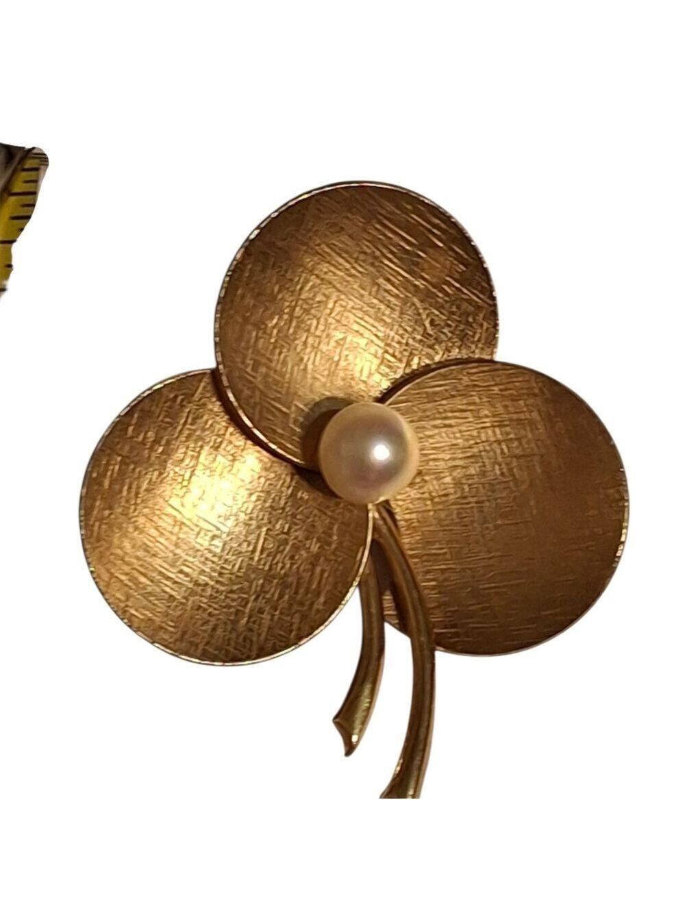 Vintage 1/20 12kt Gold Filled Floral Brooch with Genuine Pearl Center